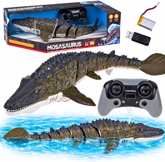Z dálkově ovládaný mosasaurus do vody, plave a rozprašuje vodu 40 cm