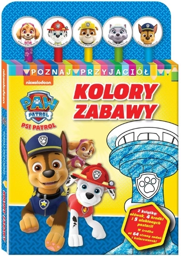 PAW PATROL Poznej přátele 1: Barvy zábavy – knížka se samolepkami a sadou pastelek