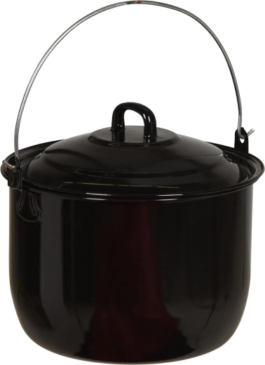 Závěsný smaltovaný hrnec 24 cm s poklicí, 6,7 l, černý