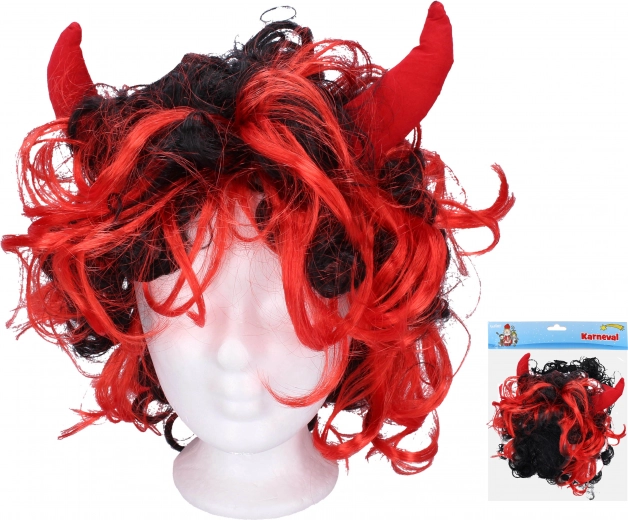 Paruka s červenými rohy pro čerty a čertice
