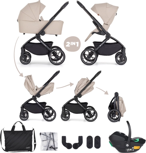 Petite&Mars kombinovaný kočárek Scout 3v1 Soft Mousse s autosedačkou Core Pro i-Size