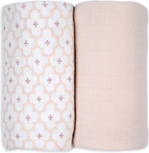 Lodger swaddler z organické bavlny 110 × 110 cm (2 ks) – matcha/powder