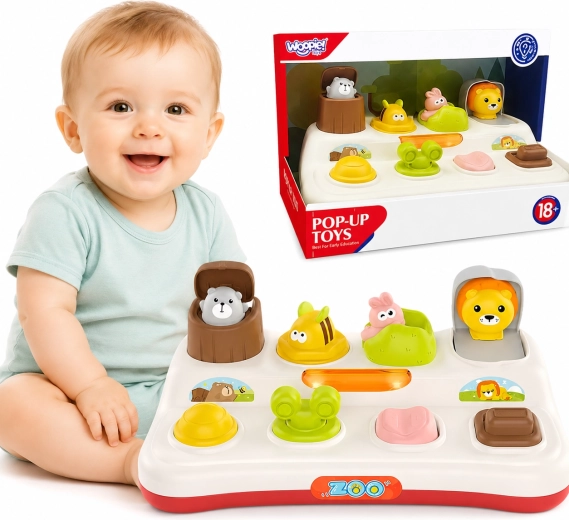 WOOPIE Baby vzdělávací hračka Pop Up zvířátka ze zoo