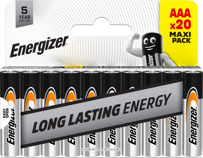 Energizer Everyday AAA alkalické baterie, 20 ks