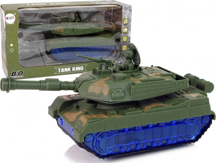 Hračka vojenský tank na baterie s kamufláží, světly a zvuky
