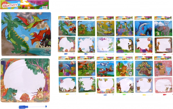 Kreativní sada – puzzle s omalovánkou a popisovačem