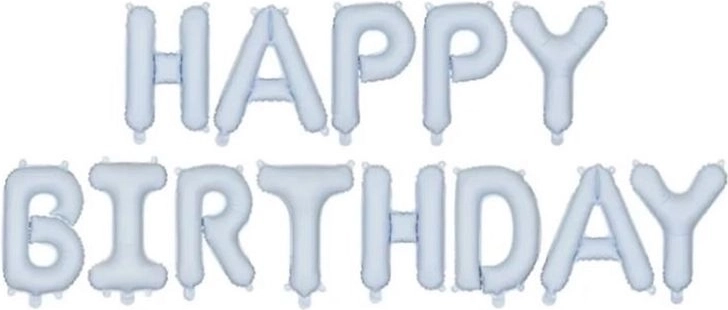 Fóliový balónek Happy Birthday matně modrý 340 × 35 cm