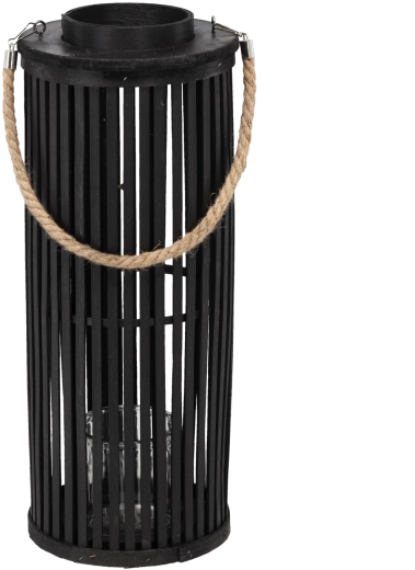 Dřevěný lucernový lampion 50 × 24 cm černý