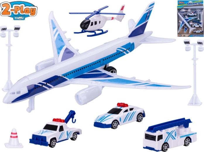 Dětské letadlo se zpětným chodem s vozidly a doplňky 2-Play Traffic