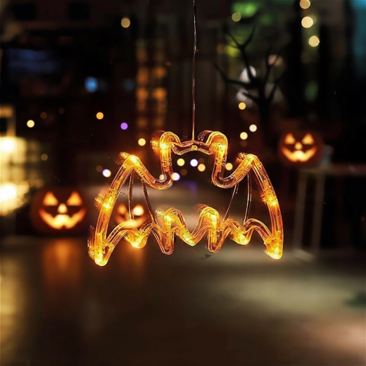 Svítící halloweenská dekorace netopýr s přísavkou a 12 LED