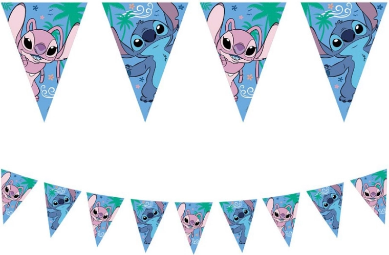 Papírový banner s vlaječkami STITCH & ANGEL Disney