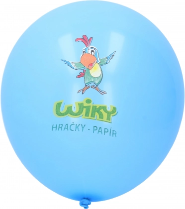 Balónek modrý s potiskem WIKY 30 cm – balení 100 ks