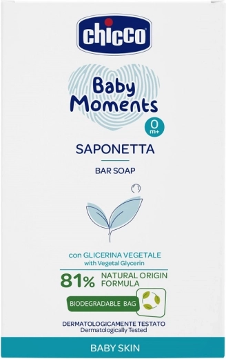 Chicco Baby Moments tuhé mýdlo na ruce s rostlinným glycerinem 100 g