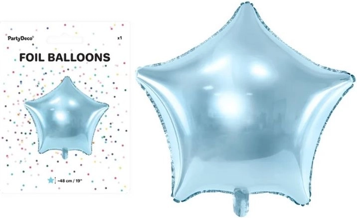 Fóliový balónek ve tvaru hvězdy světle modrý 48 cm