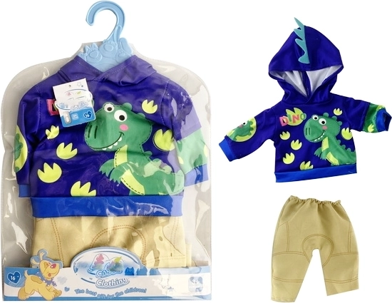 Obleček pro panenku miminko s dinosauří mikinou a béžovými kalhotami - 1 kus