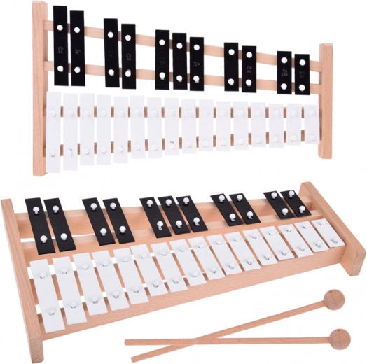 Dřevěné chromatické zvonky 27 tónů s paličkami