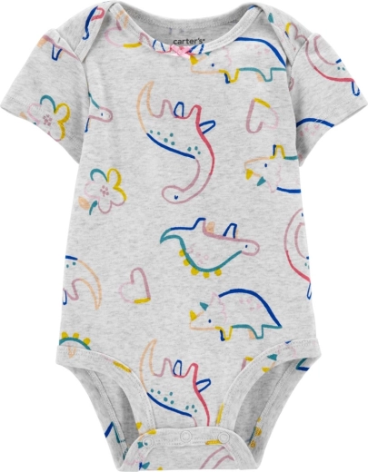 Carter's kojenecké body s krátkým rukávem Grey Dino pro holčičku 9 m