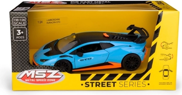 MSZ Lamborghini Huracán STO modrý model auta v měřítku 1:24