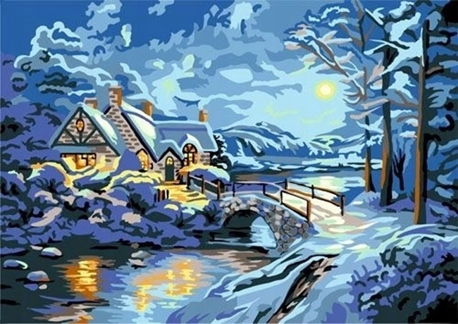 Norimpex diamantové malování Zimní noc nad potokem 30 × 40 cm
