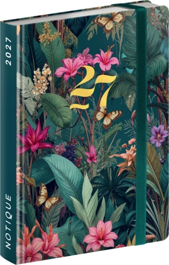 Notique týdenní diář do kabelky tropická džungle 2027 (9,8 × 14,5 cm)