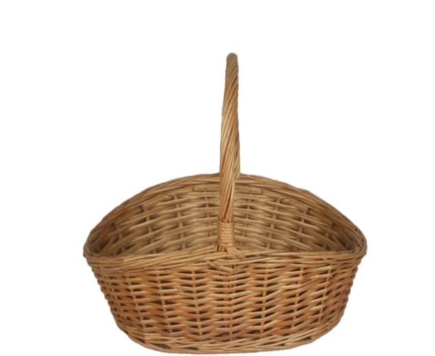 Přírodní proutěný koš s rukojetí 39 × 31 × 17/35 cm