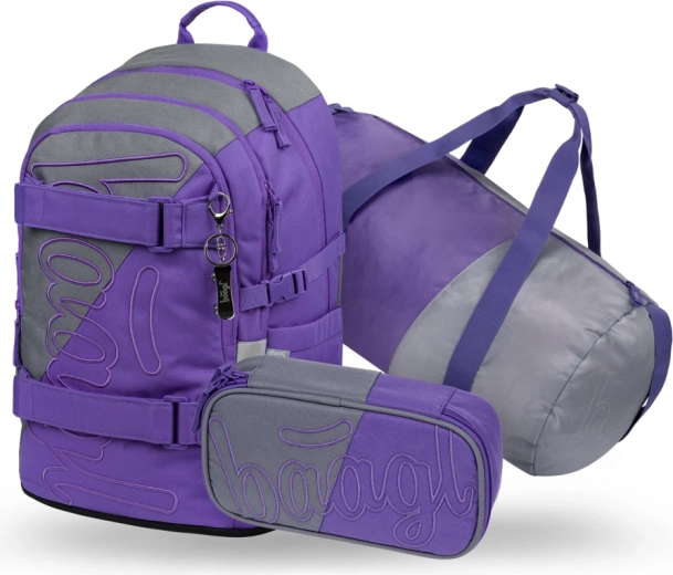 Baagl školní set 3 ks Skate Dual – batoh, penál a skládací sportovní taška GRS