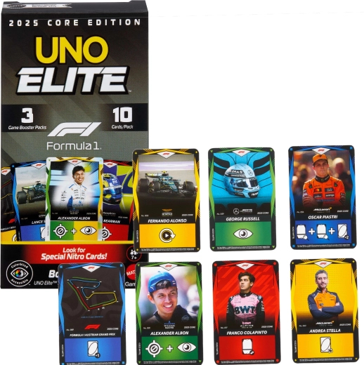 Karetní hry UNO Elite Formula 1 2025 – rozšiřující Booster Pack