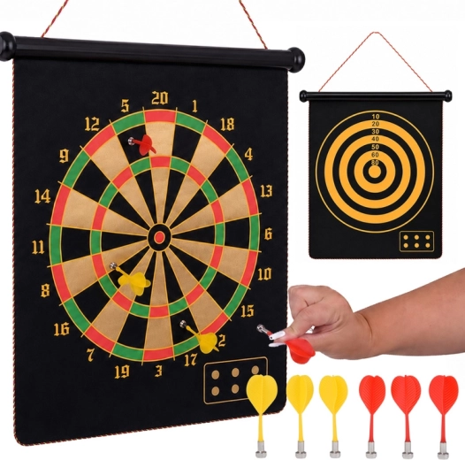 Oboustranný magnetický terč na šipky se 6 magnetickými šipkami