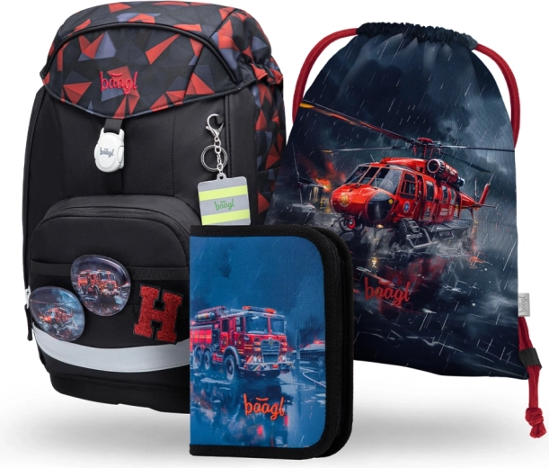 Školní set BAAGL Airy Plus Záchranáři – batoh, penál a sáček