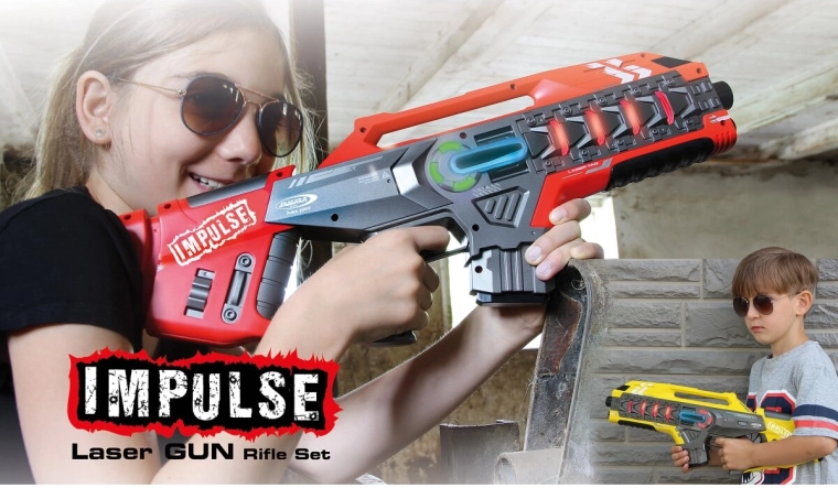 Impulse laser tag sada pušek žlutá/červená