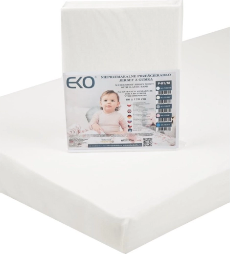 EKO nepromokavé napínací prostěradlo z žerzeje s gumou bílé 120 × 60 cm