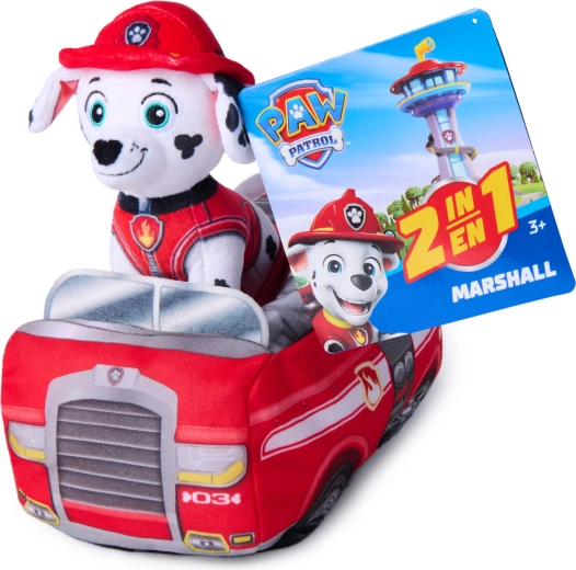 paw patrol marshall 2v1 plyšák s hasičským autíčkem 22 cm