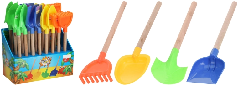 Dětská plážová lopatka 42 cm s dřevěnou rukojetí