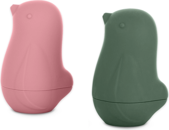 Petite&Mars silikonové hračky do vody Love birds ochre green 6m+
