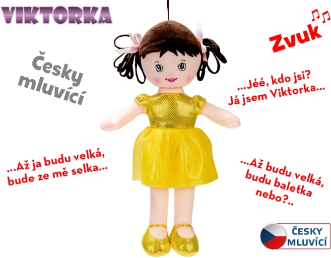Mluvící a zpívající látková panenka Viktorka 32 cm
