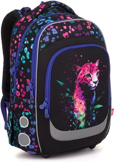 Topgal školní batoh lori s neonovým leopardem