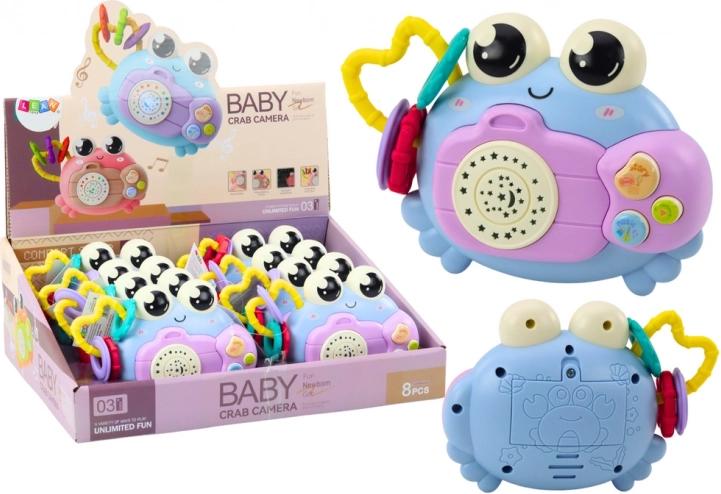 Interaktivní krab s chrastítkem a projektorem – modrý