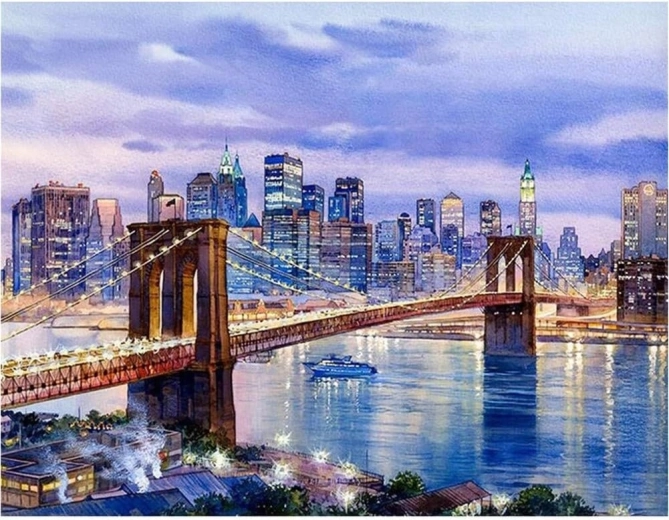 Diamantové malování New York – Brooklynský most 30 × 40 cm
