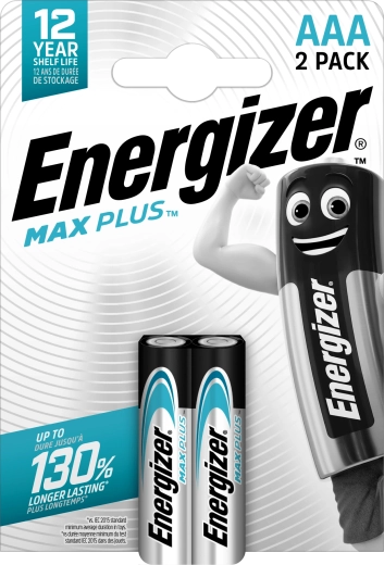 Energizer Max Plus AAA alkalické baterie, 2 ks
