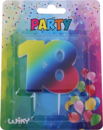 Narozeninová svíčka číslo 18 duhová