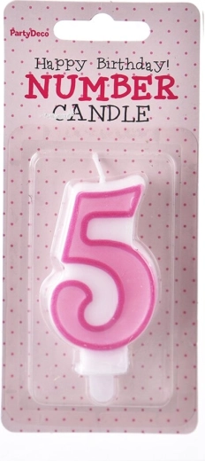 Dortová svíčka číslo 5 růžová 7 cm