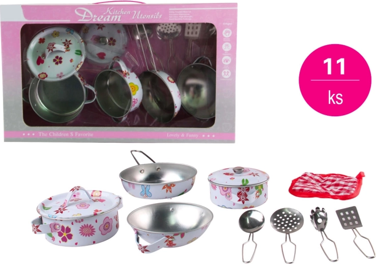 11dílná plechová sada dětského nádobí s potiskem