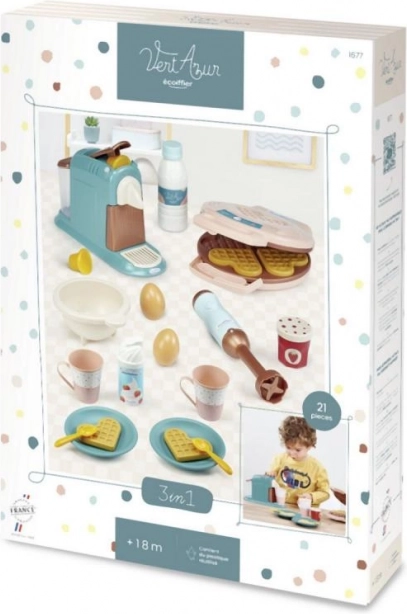 Snídaňový set 3 v 1 – kávovar, vaflovač a tyčový mixér pro děti