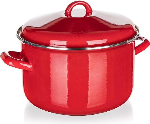 Smaltovaný hrnec s poklicí 24 cm 5,9 l Milton červený