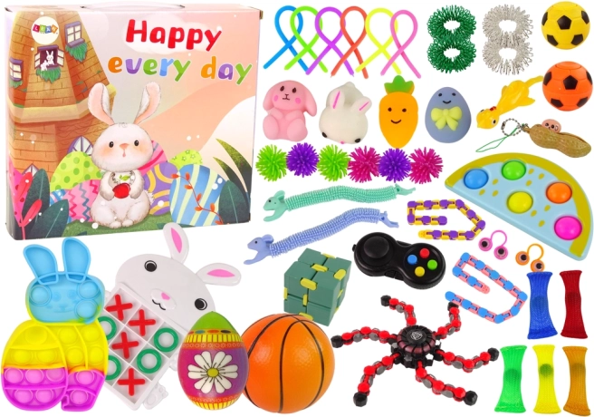 Velikonoční sada fidget hraček Pop It a squishy antistresové – 42 kusů