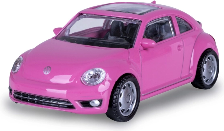 Kovový model Volkswagen Beetle růžový v měřítku 1:43