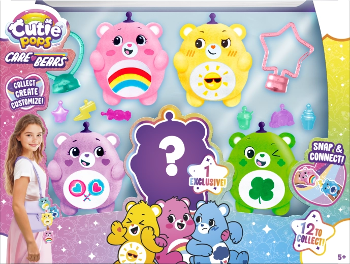 Cutie Pops – přívěsek na batoh Care Bears deluxe sada s překvapením (5 ks)