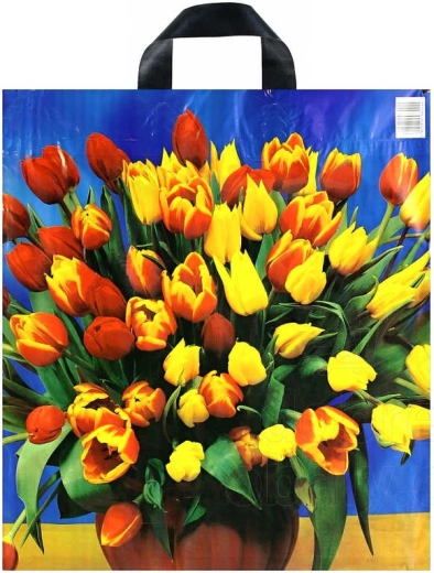Potištěná igelitová nákupní taška s páskovým uchem 43 × 48 cm - 1 kus