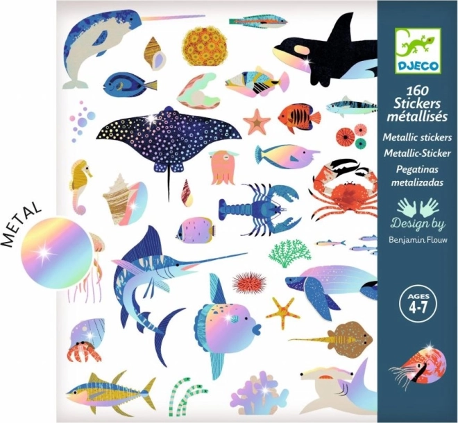 Djeco metalické samolepky – oceán, 160 ks
