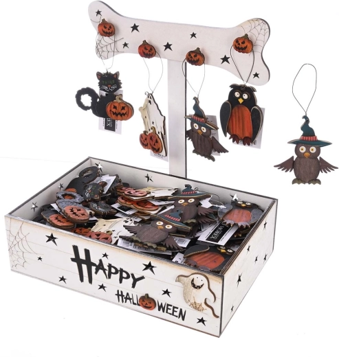 Závěsná dřevěná dekorace Halloween – 4 varianty